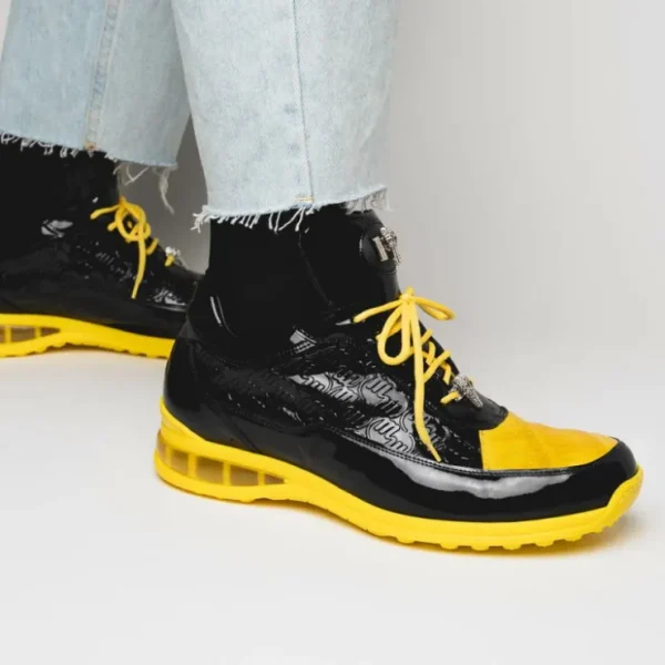mauri__bubble_crocodile_a_8.webp Shop Mauri 8900/2 Bubble Crocodile & Embossed Sneakers Black/Yellow