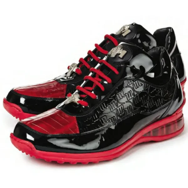 mauri__bubble_patent_leat_0-2.webp Online Mauri 8900/2 Bubble Patent Leather Embossed Baby Croc Sneakers Black / Red Black/Red