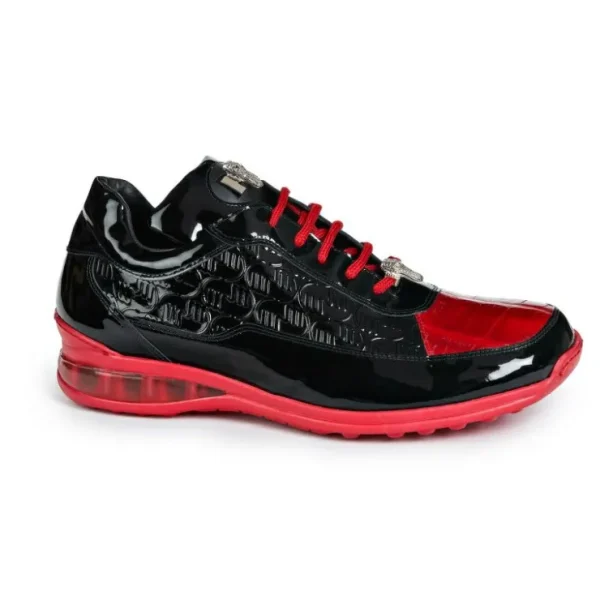 mauri__bubble_patent_leat_1.webp Online Mauri 8900/2 Bubble Patent Leather Embossed Baby Croc Sneakers Black / Red Black/Red