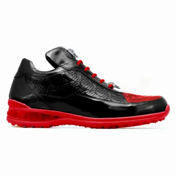 mauri__bubble_patent_leat_3.webp Online Mauri 8900/2 Bubble Patent Leather Embossed Baby Croc Sneakers Black / Red Black/Red
