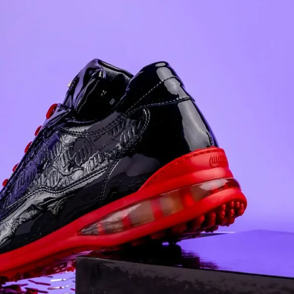 mauri__bubble_patent_leat_7.webp Online Mauri 8900/2 Bubble Patent Leather Embossed Baby Croc Sneakers Black / Red Black/Red
