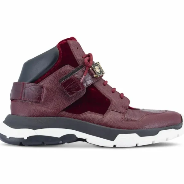 mauri__calfskin__baby_cro_1-2.webp Cheap Mauri 8491 Calfskin / Baby Crocodile / Velvet Sneakers Ruby Red (Special Order) RubyRed