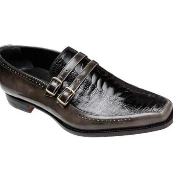 mauri__calfskin_ostrich_l_0-1.webp Cheap Mauri 4361 Calfskin Ostrich Leg Monk Strap Loafers (Special Order) Grey