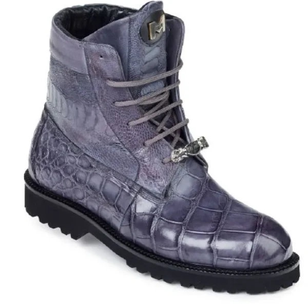 mauri__commando_alligator_0.webp Clearance Mauri 4637 Commando Alligator / Ostrich Leg / Nappa Boots Medium Gray (Special Order) MediumGray