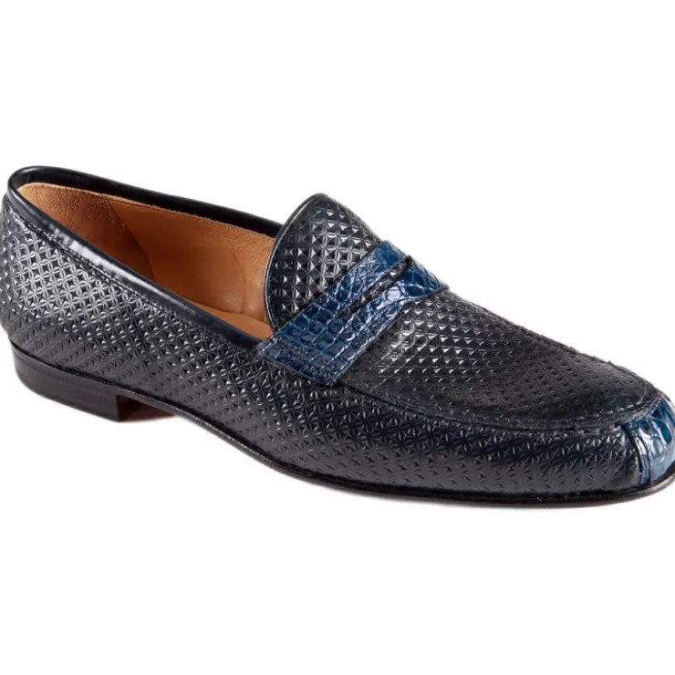 Flash Sale Mauri 4893 Croco Flanks / Perforated Calfskin Dress Shoes (Special Order) Blue