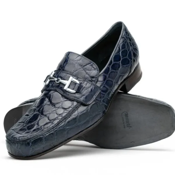Best Mauri 4885 Croco Flanks Dress Shoes Wonder Blue (Special Order) WonderBlue