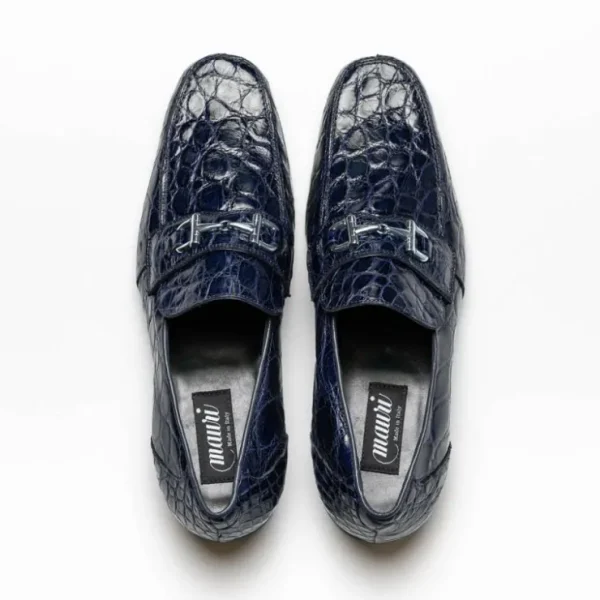 Best Mauri 4885 Croco Flanks Dress Shoes Wonder Blue (Special Order) WonderBlue