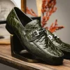 Shop Mauri 4885 Croco Flanks Dress Shoes Money Green (Special Order) MoneyGreen