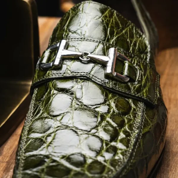 Shop Mauri 4885 Croco Flanks Dress Shoes Money Green (Special Order) MoneyGreen
