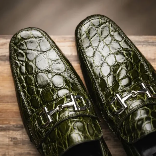 Shop Mauri 4885 Croco Flanks Dress Shoes Money Green (Special Order) MoneyGreen
