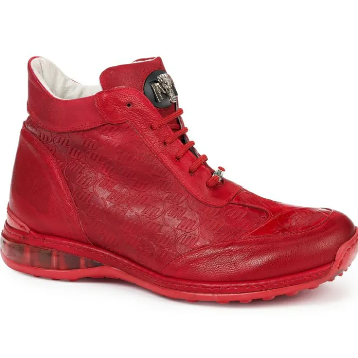 Online Mauri 8510 Crocodile & Embossed Leather Sneakers (Special Order) Red