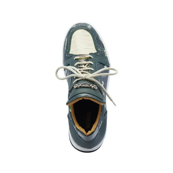 Best Mauri 8440 Crown Calf & Crocodile & Patent Sneakers Green / Hunter Green / Cream