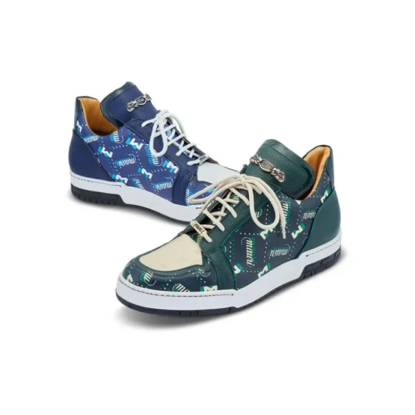Best Mauri 8440 Crown Calf & Crocodile & Patent Sneakers Green / Hunter Green / Cream