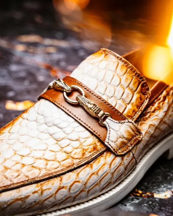 mauri__debonair_alligator_4-2.webp Fashion Mauri 4894/7 Debonair Alligator & Nappa Loafers White / Dirty Cognac