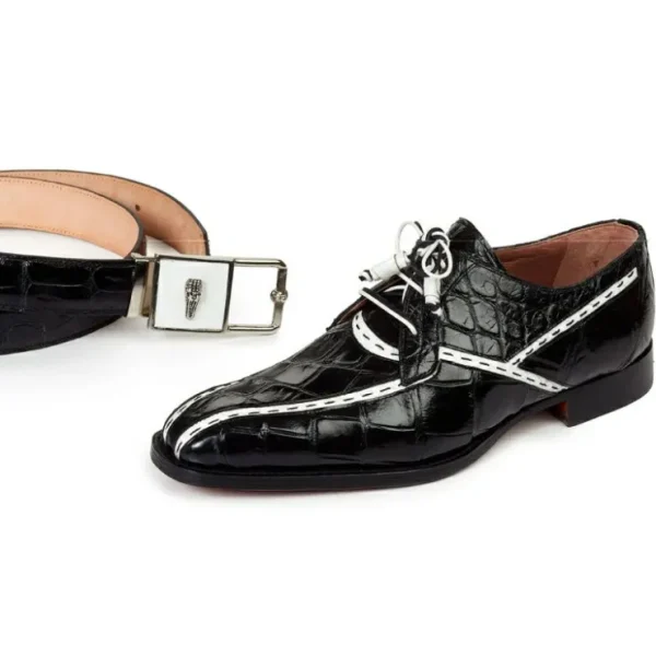 mauri__domino_alligator_b_0.webp Store Mauri 4708 Domino Alligator Bicycle Toe Shoes Black / White (SPECIAL ORDER) Black/White