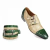 Cheap Mauri 1152 Double Monk Strap Shoes Bone / (Special Order) Green