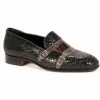 Online Mauri 4811 Espiga Woven & Ostrich Leg Loafers Black / Gray (SPECIAL ORDER) Black/Gray