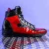 Cheap Mauri 8401 Flash Crocodile & Ostrich High Top Sneakers Black / Red (Special Order) Black/Red