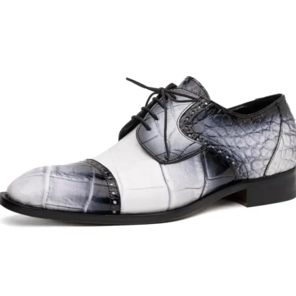 mauri__flawless_alligator_0-1.webp Discount Mauri 1087/2 Flawless Alligator Cap Toe Derby White / Dirty Black