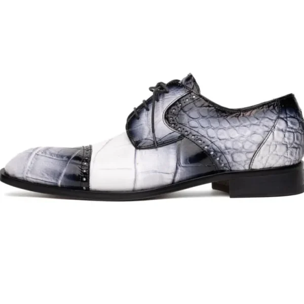mauri__flawless_alligator_1-1.webp Discount Mauri 1087/2 Flawless Alligator Cap Toe Derby White / Dirty Black