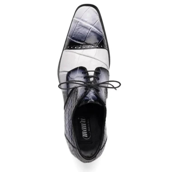 mauri__flawless_alligator_2-1.webp Discount Mauri 1087/2 Flawless Alligator Cap Toe Derby White / Dirty Black