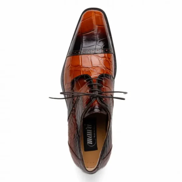 mauri__flawless_alligator_2.webp Hot Mauri 1087/2 Flawless Alligator Cap Toe Derby Cognac / Dirty Gold