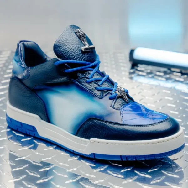 mauri__ghost_baby_croc_am_3-2.webp Sale Mauri 8423 Ghost Baby Croc & Nappa Sneaker White / Dirty Royal Blue