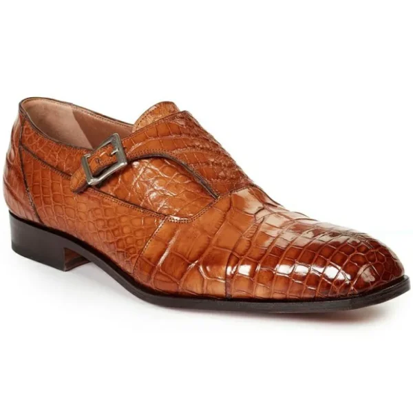 mauri__ii_brunei_alligato_0.webp Shop Mauri 1069 II Brunei Alligator Monk Strap Shoes (SPECIAL ORDER) Brandy
