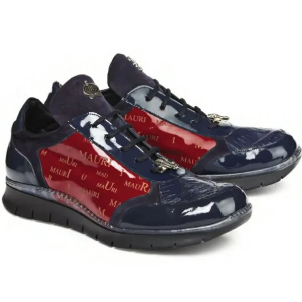 mauri__legend_patent_leat_0.webp Cheap Mauri 8571 Legend Patent Leather Suede Baby Croc Sneakers Wonder Blue / Laser Red (Special Order) WonderBlue/LaserRed