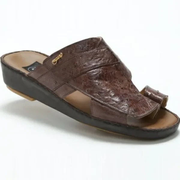 mauri__magreb_ostrich_qui_0.webp Discount Mauri 1650 Magreb Ostrich Quill Sandals Kango (Special Order) Tobacco