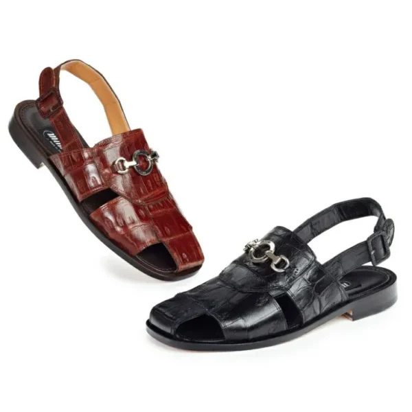 mauri__marzio_baby_crocod_0.webp Cheap Mauri 1880 Marzio Baby Crocodile Sandals (Special Order) Black/Gold