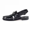Cheap Mauri 1880 Marzio Baby Crocodile Sandals (Special Order) Black/Gold