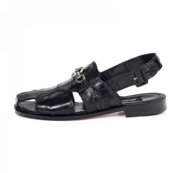 mauri__marzio_baby_crocod_1.webp Cheap Mauri 1880 Marzio Baby Crocodile Sandals (Special Order) Black/Gold