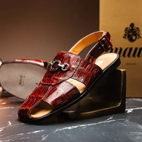 mauri__marzio_baby_crocod_3.webp Cheap Mauri 1880 Marzio Baby Crocodile Sandals (Special Order) Black/Gold