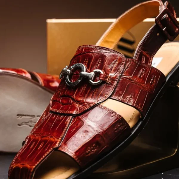 mauri__marzio_baby_crocod_4.webp Cheap Mauri 1880 Marzio Baby Crocodile Sandals (Special Order) Black/Gold