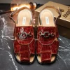 Cheap Mauri 1880 Marzio Baby Crocodile Sandals (Special Order) Black/Gold