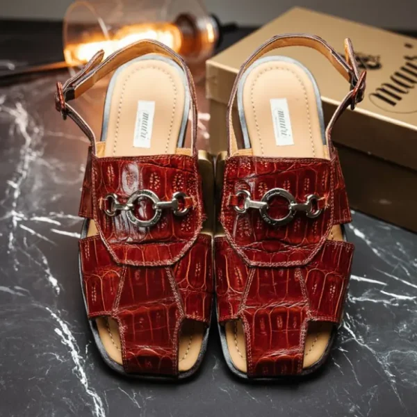 mauri__marzio_baby_crocod_6.webp Cheap Mauri 1880 Marzio Baby Crocodile Sandals (Special Order) Black/Gold