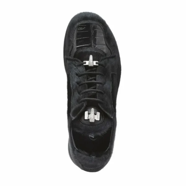 Hot Mauri 8594 Mustang Pony & Crocodile Sneakers (Special Order) Black