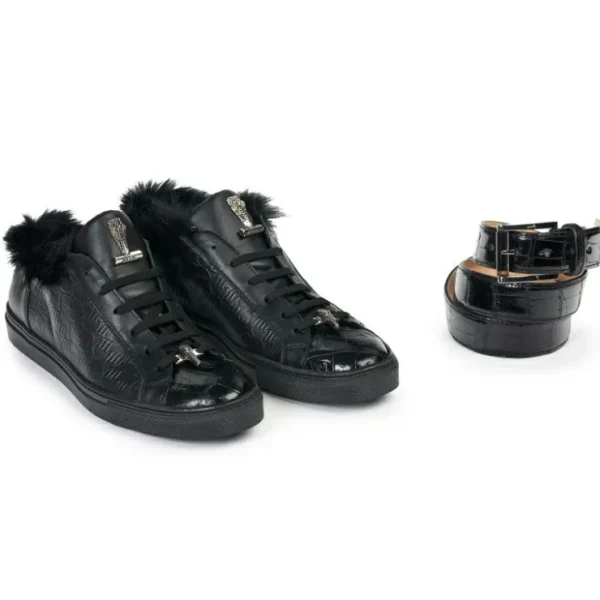 Flash Sale Mauri 8591 Nappa & Crocodile Sneakers Black