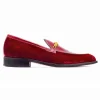 Store Mauri 4932 Ostrich Leg / Embossed Velvet Loafer Ruby / Red