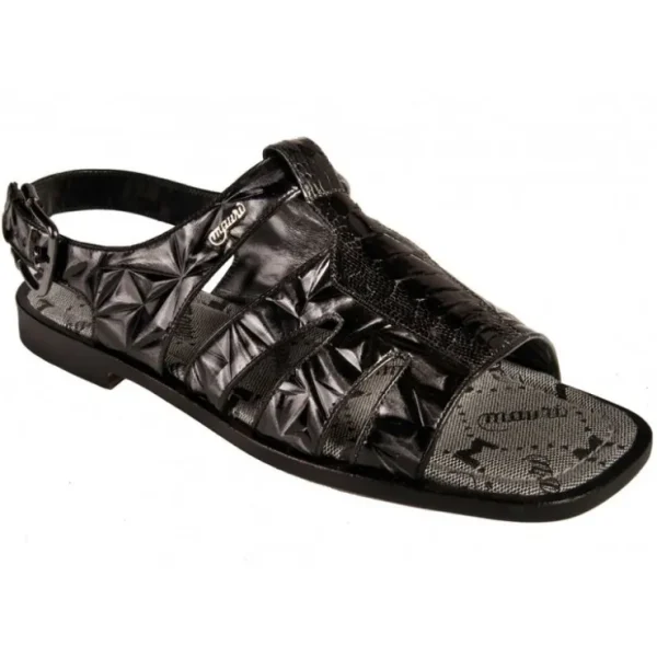 Cheap Mauri 5163 Ostrich Leg / Fabric Sandals Black / Scudo Grey (Special Order)