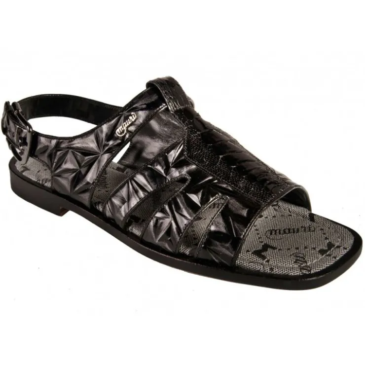 Cheap Mauri 5163 Ostrich Leg / Fabric Sandals Black / Scudo Grey (Special Order)