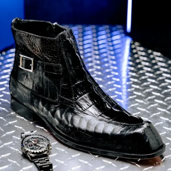 mauri__ostrich_leg_hornba_3.webp Clearance Mauri 3299 Ostrich Leg/ Hornback Dress Boots Black