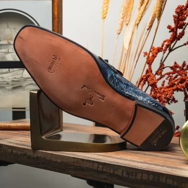 Best Sale Mauri 4323 Ostrich Leg Loafers White/Blue (Special Order) Blue/White