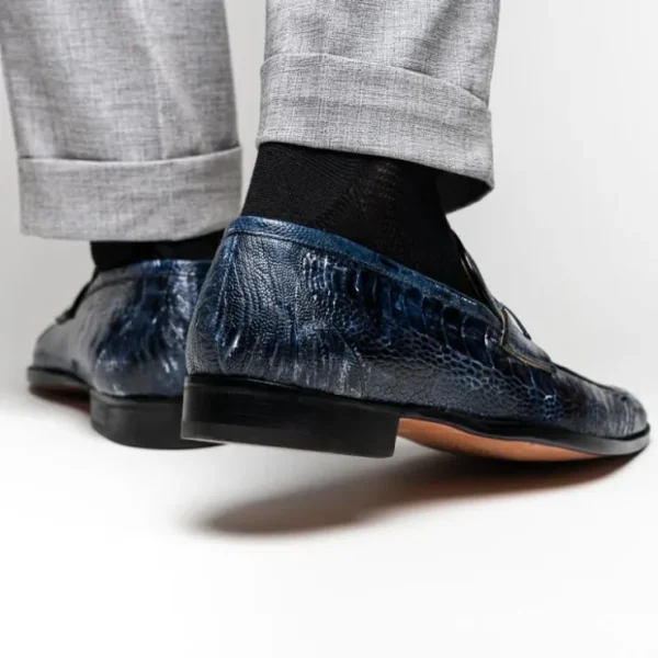 Best Sale Mauri 4323 Ostrich Leg Loafers White/Blue (Special Order) Blue/White