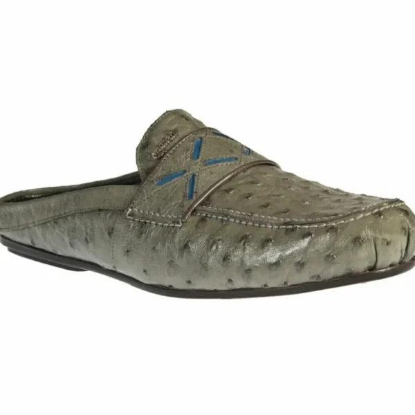 Shop Mauri 13018 Ostrich Mules Serpentine / Kid Bluette (Special Order)