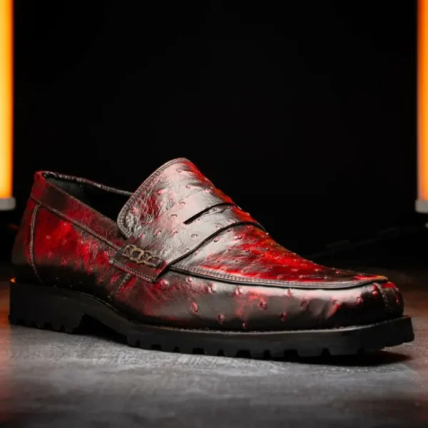 Online Mauri 4894/7 Ostrich Penny Loafers Black Cherry BlackCherry