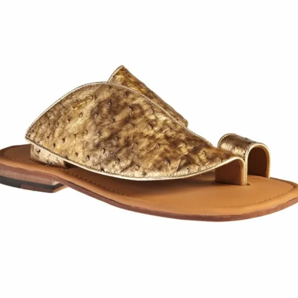 Fashion Mauri 1951/8 Ostrich Sandals 14K Gold / Testa Moro (Special Order)