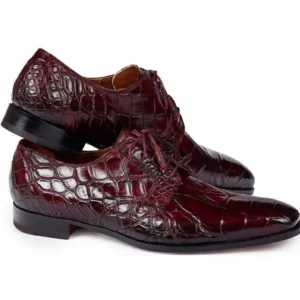 New Mauri 1059 Palladio Alligator Derby Shoes Ruby Red (Special Order) RubyRed