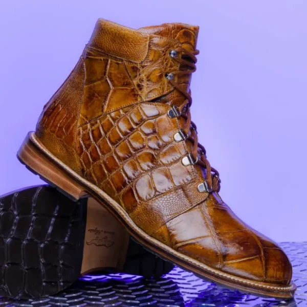 mauri__pathfinder_alligat_5.webp Cheap Mauri 4929 Pathfinder Alligator Ostrich Leg Boots (Special Order) Mustard